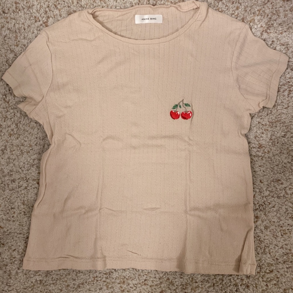 Anine bing cherry pink t shirt sz s